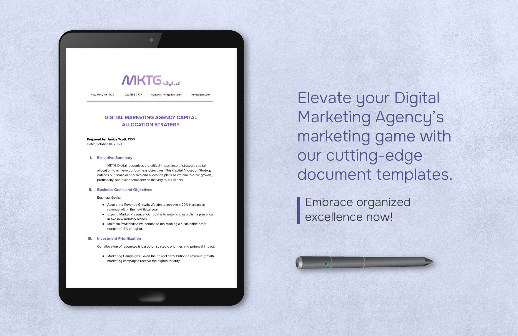 Digital Marketing Agency Capital Allocation Strategy Template