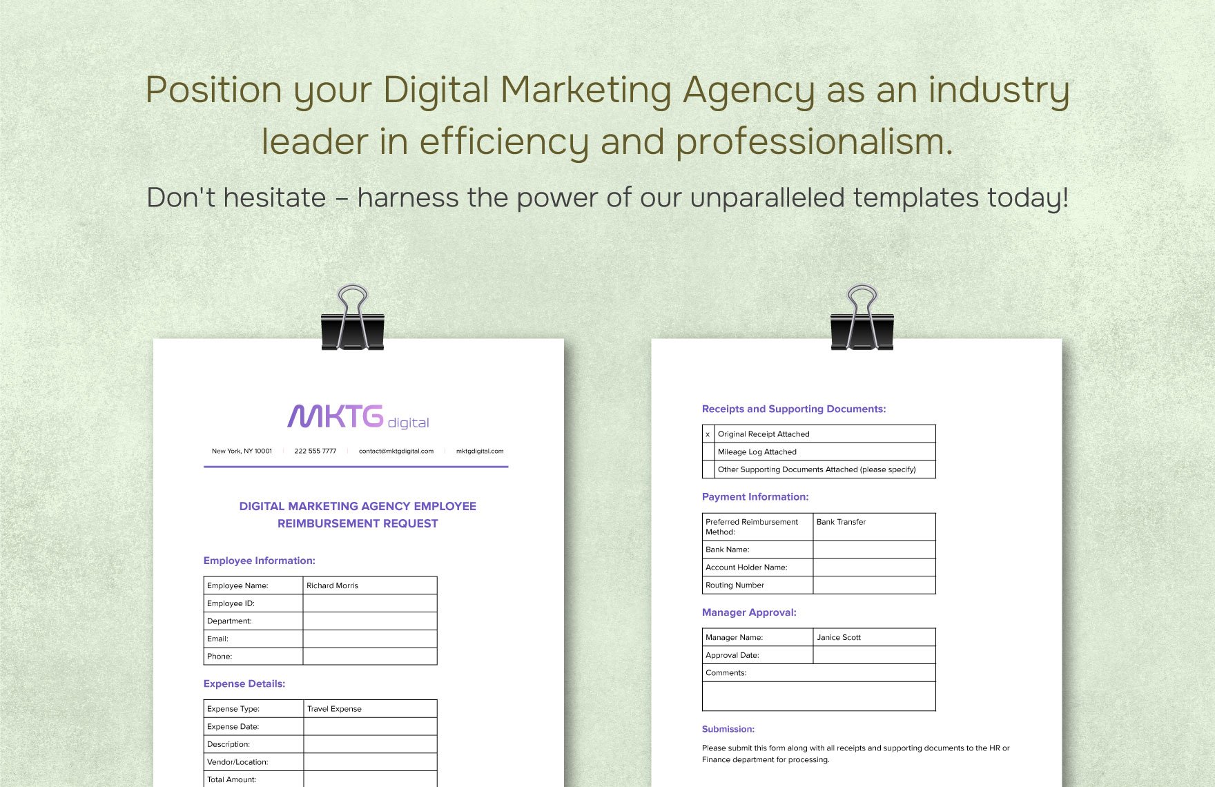 Digital Marketing Agency Employee Reimbursement Request Template