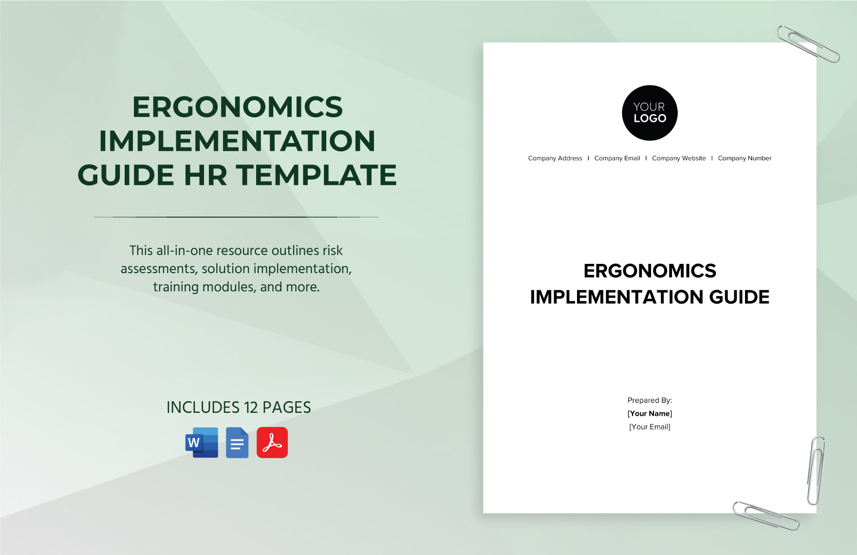 Ergonomics Implementation Guide HR Template in Word, Google Docs, PDF