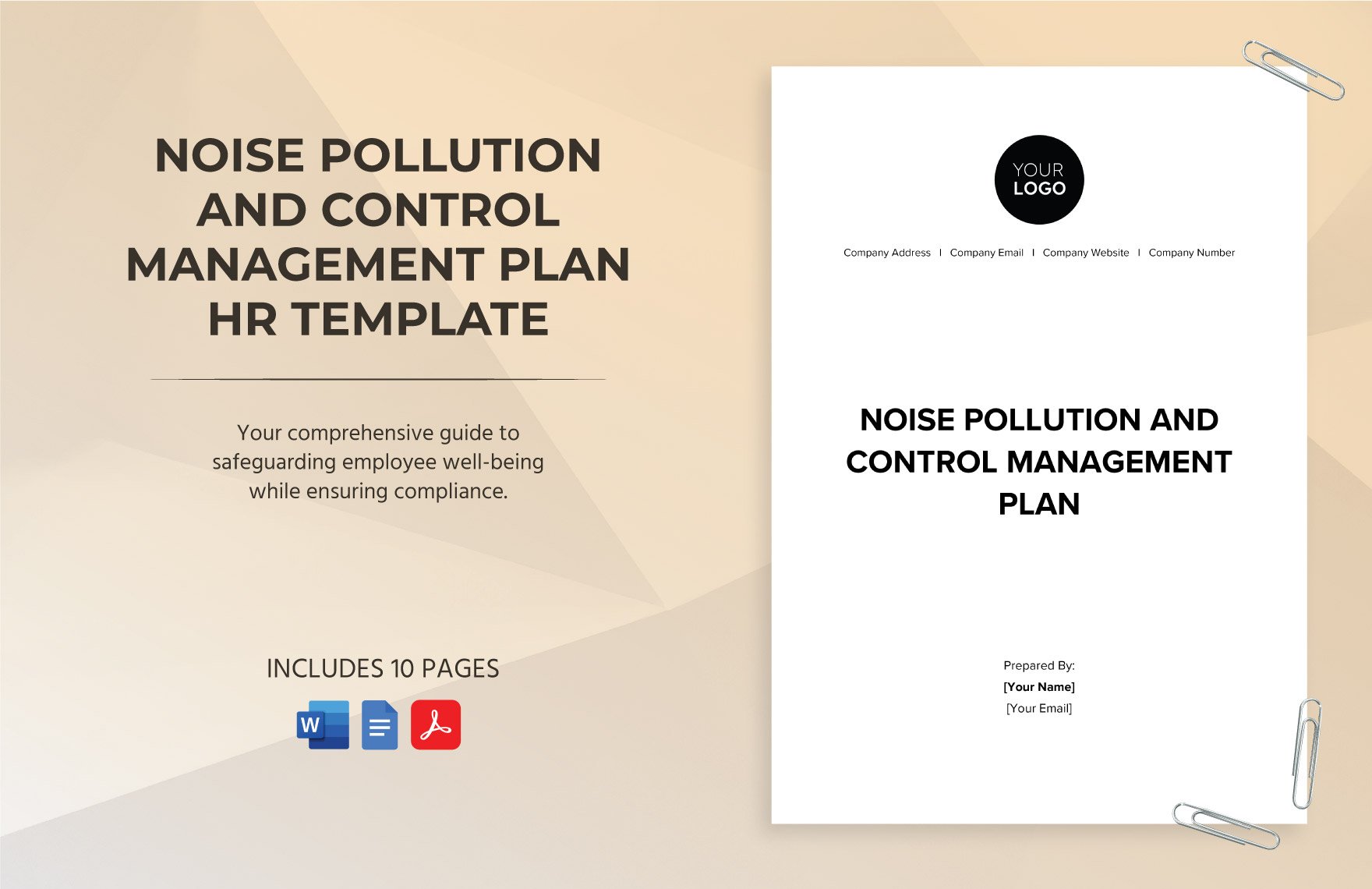 Noise Pollution and Control Management Plan HR Template in Word, Google Docs, PDF