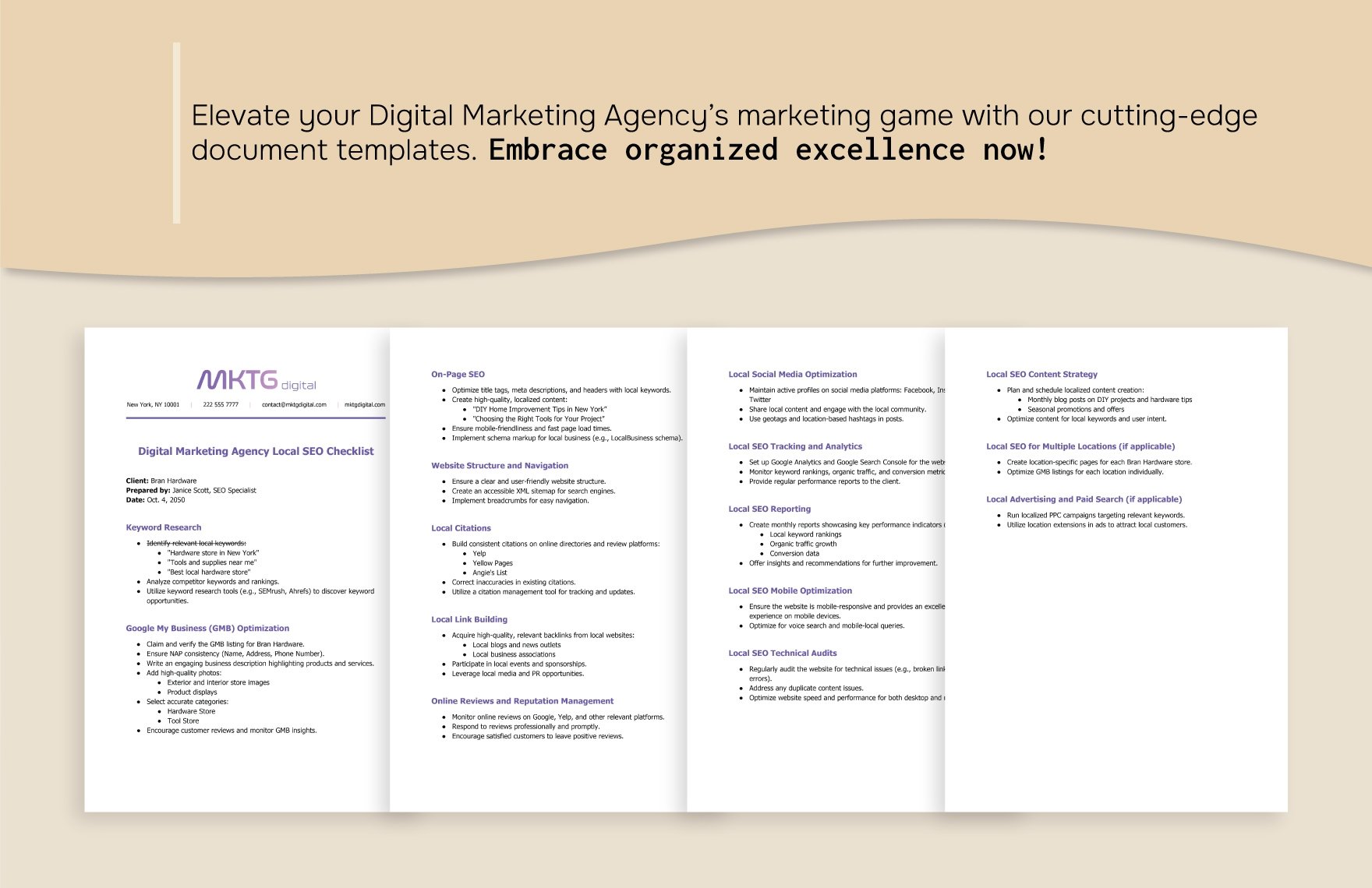 Digital Marketing Agency Local SEO Checklist Template