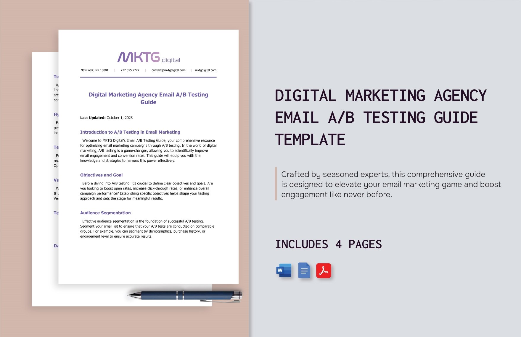 Digital Marketing Agency Email A/B Testing Guide Template