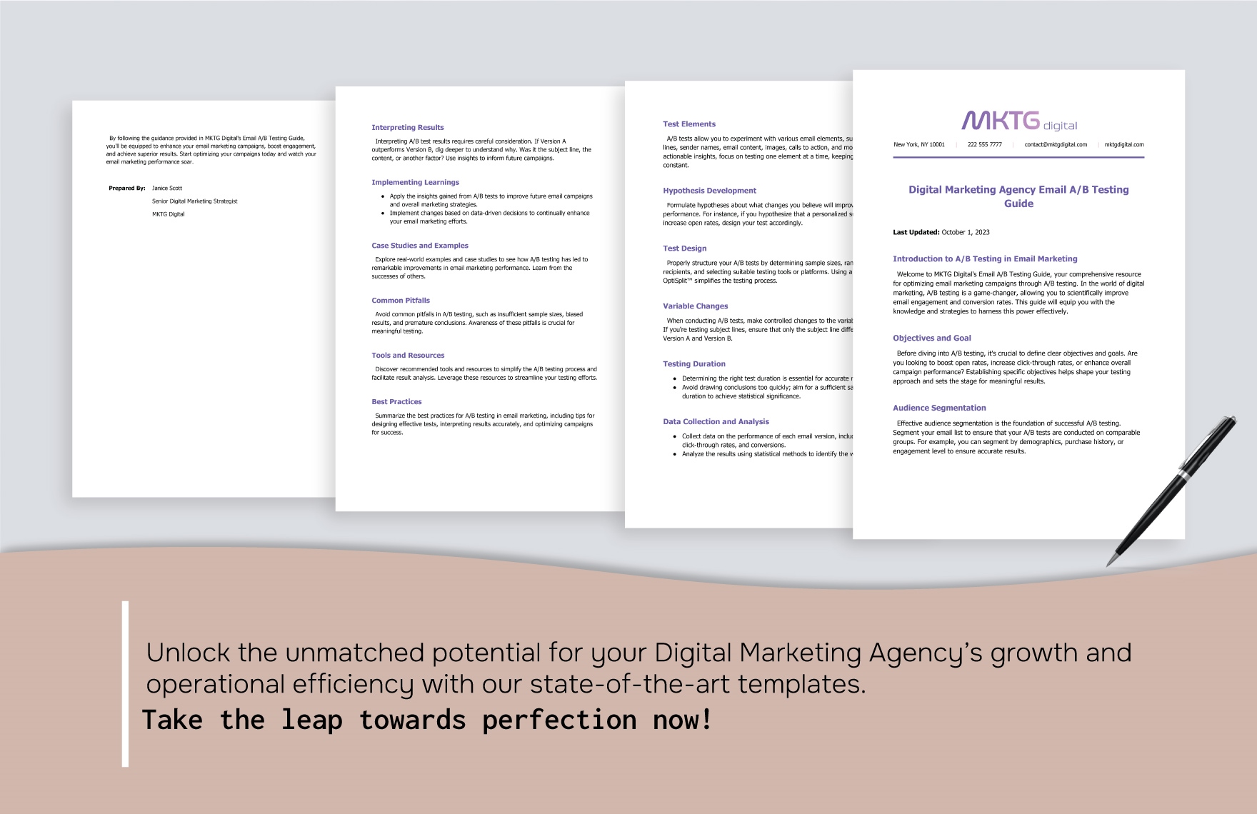 Digital Marketing Agency Email A/B Testing Guide Template