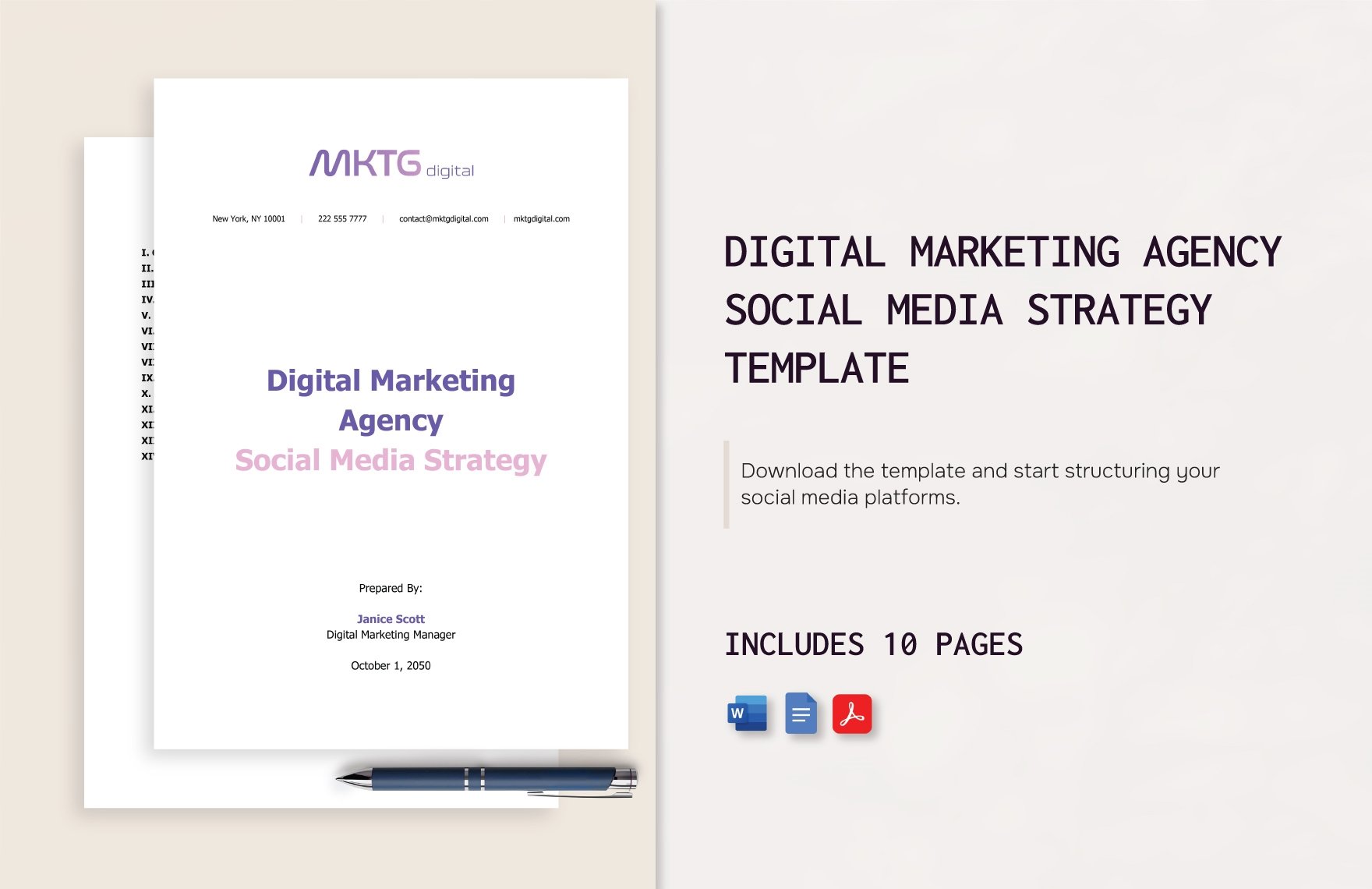 Digital Marketing Agency Social Media Strategy Template