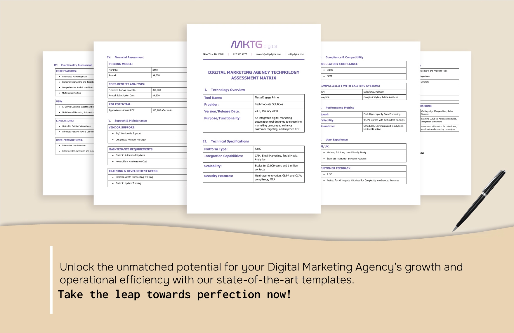 Digital Marketing Agency Technology Assessment Matrix Template
