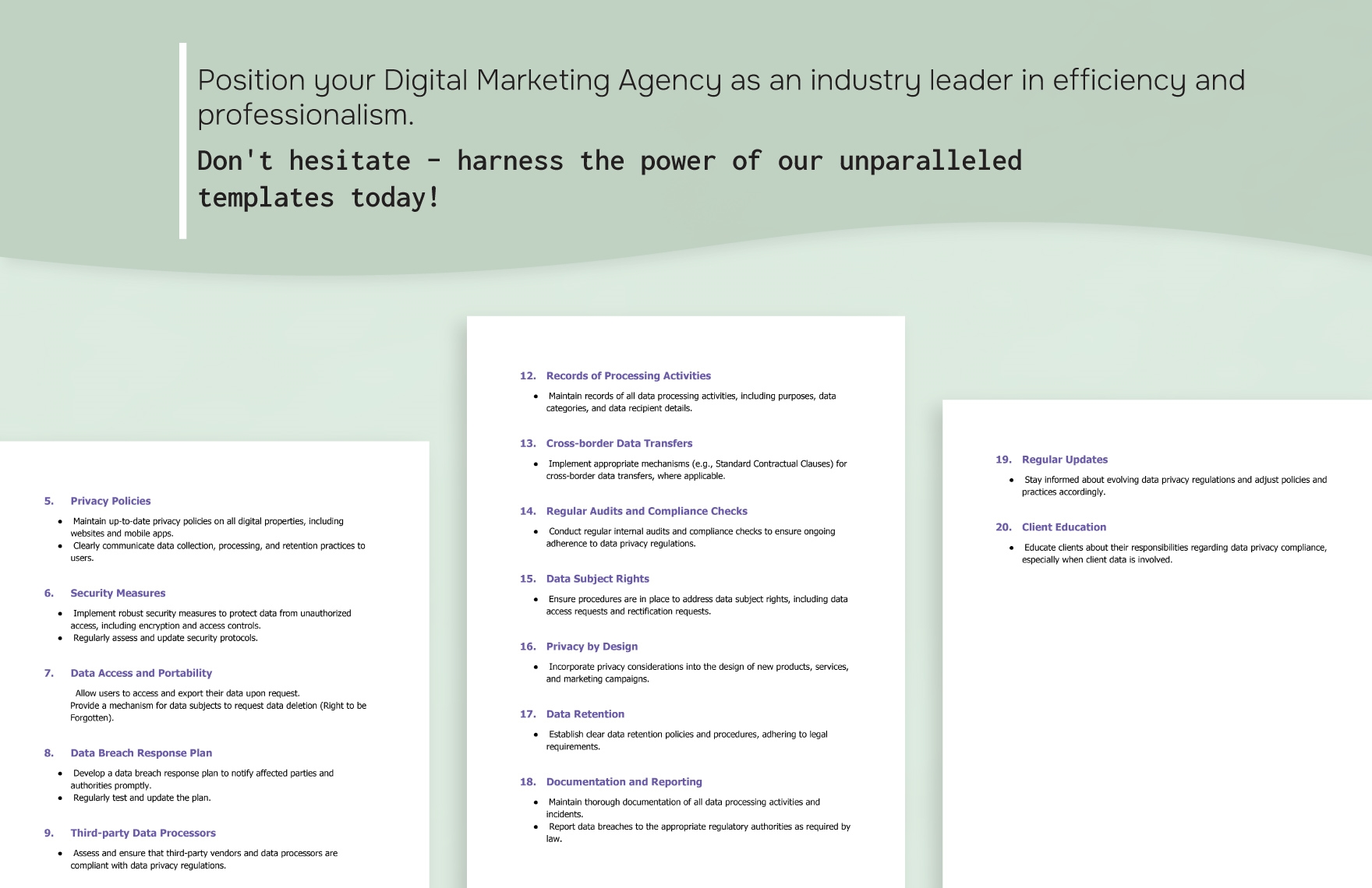 Digital Marketing Agency Data Privacy Compliance Checklist Template