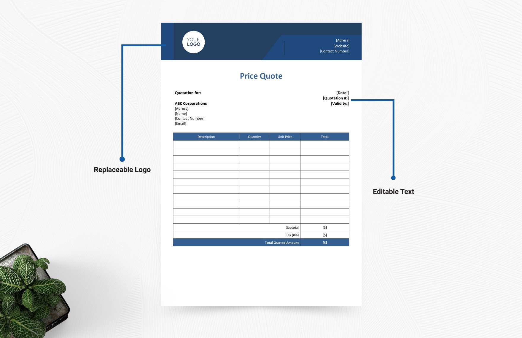 Blank Quotation Form Template