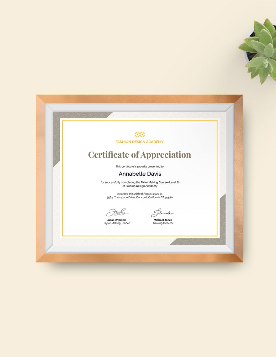 Certificate of Appreciation for Training Template