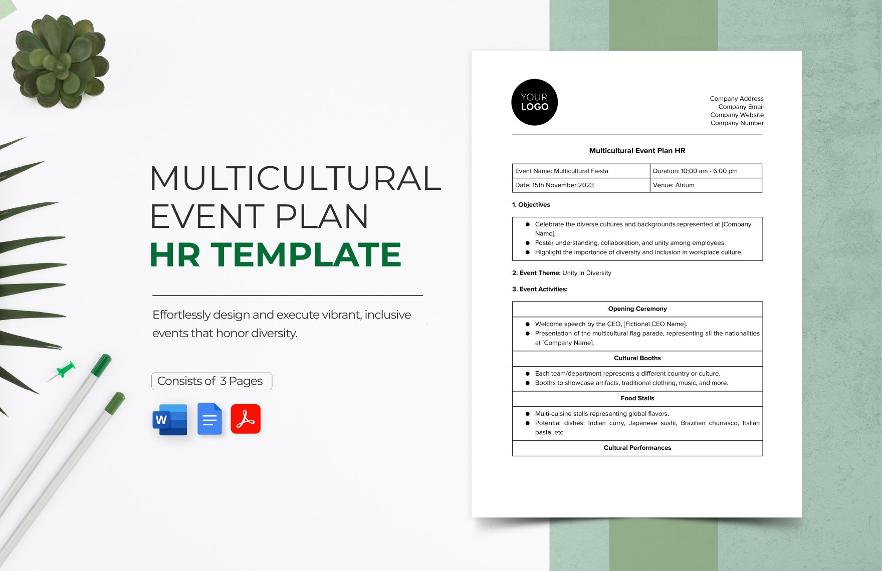 Multicultural Event Plan HR Template in Word, Google Docs, PDF