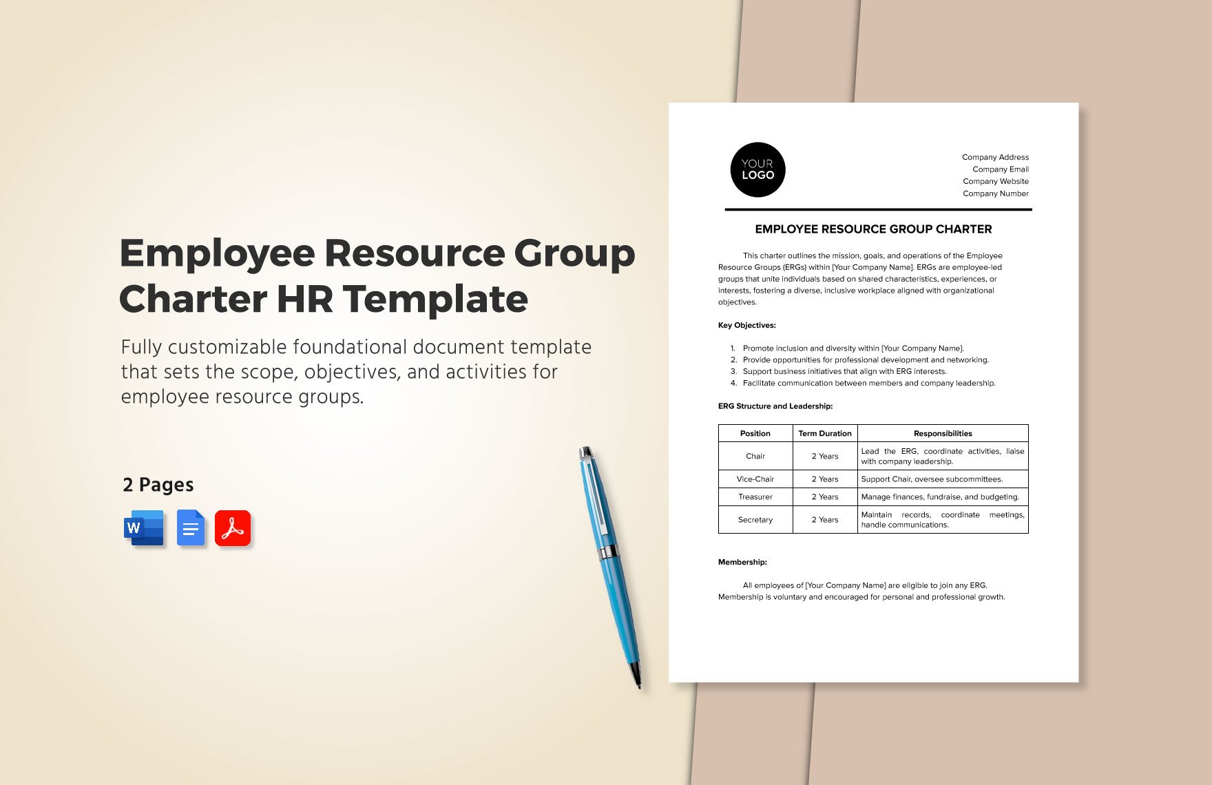 Employee Resource Group Charter HR Template in Word, Google Docs, PDF