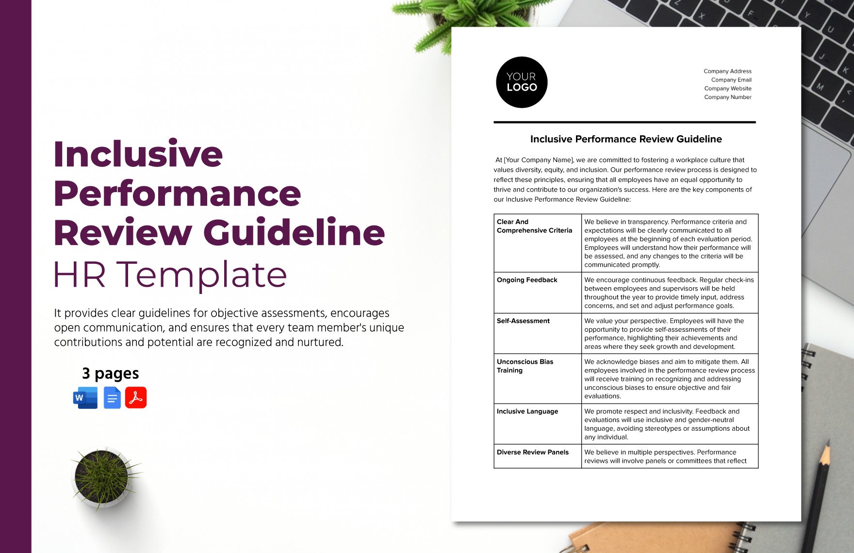 Inclusive Performance Review Guideline HR Template