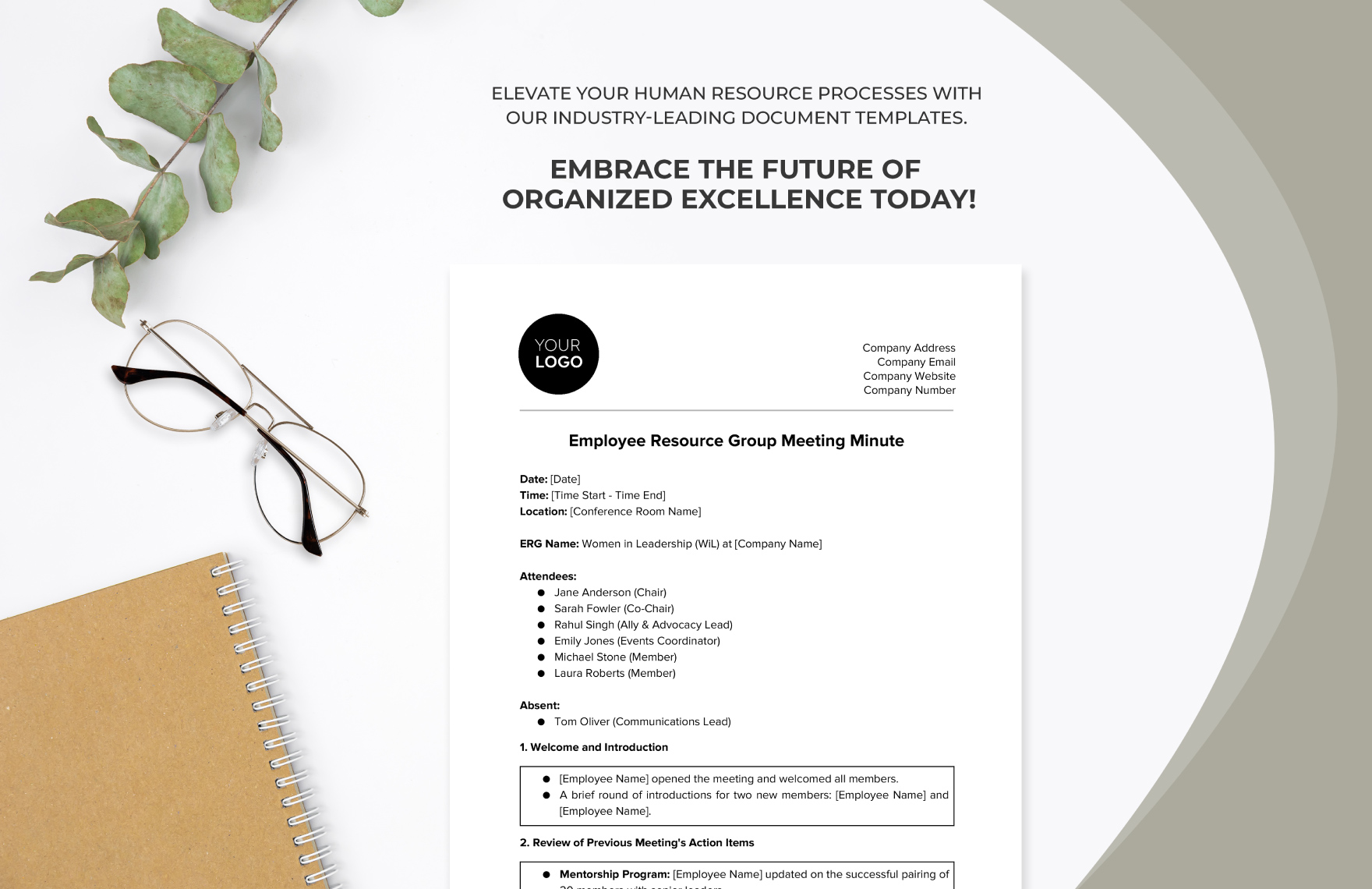 Employee Resource Group Meeting Minute HR Template