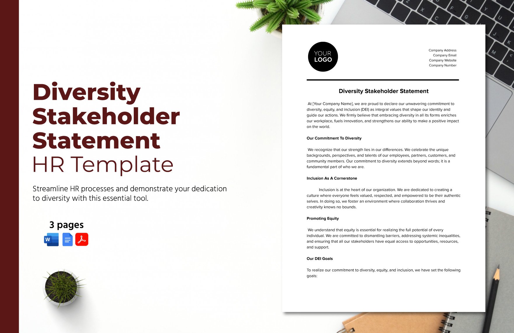 Diversity Stakeholder Statement HR Template in Word, Google Docs, PDF