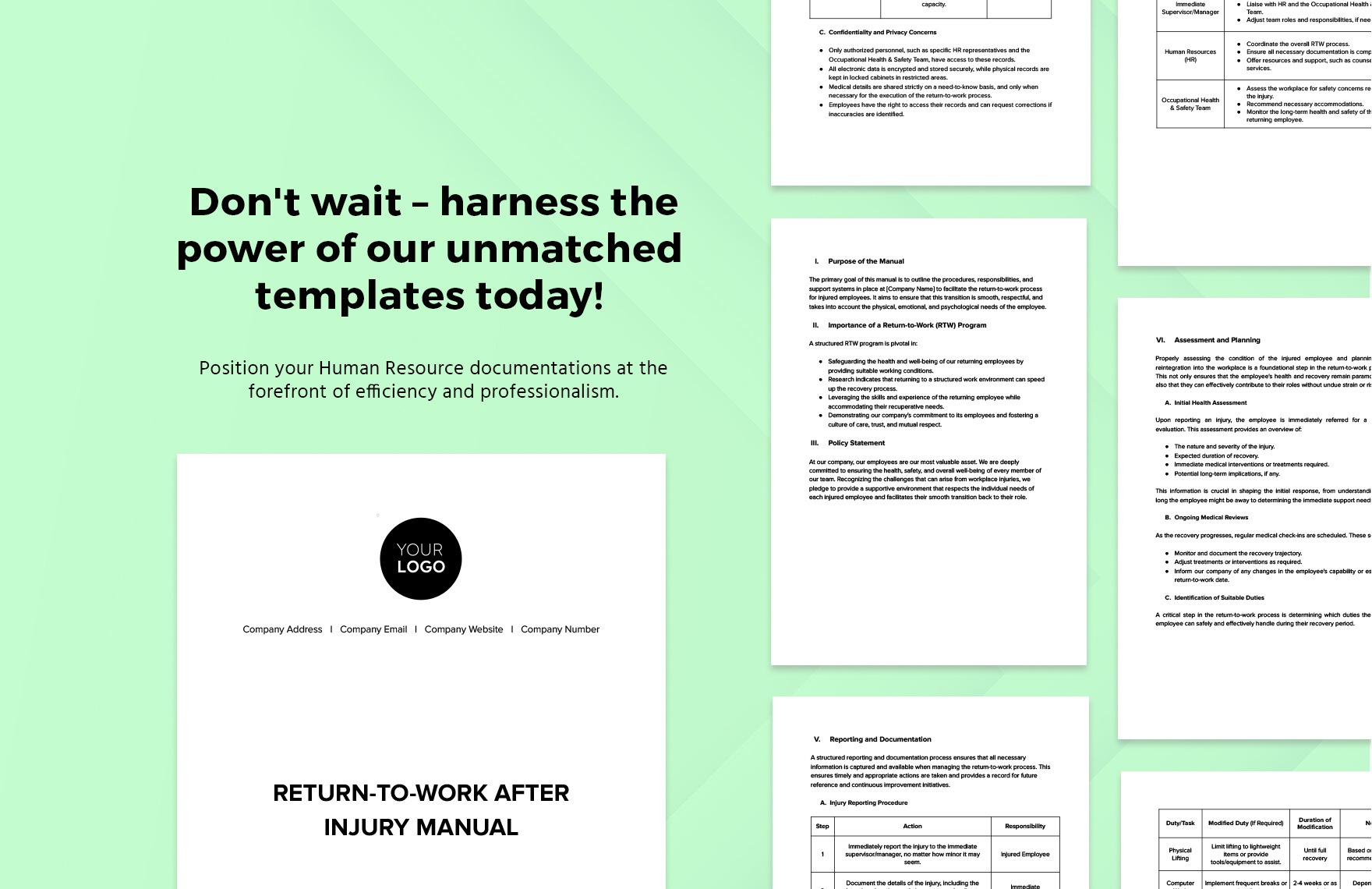 Return-to-Work After Injury Manual HR Template