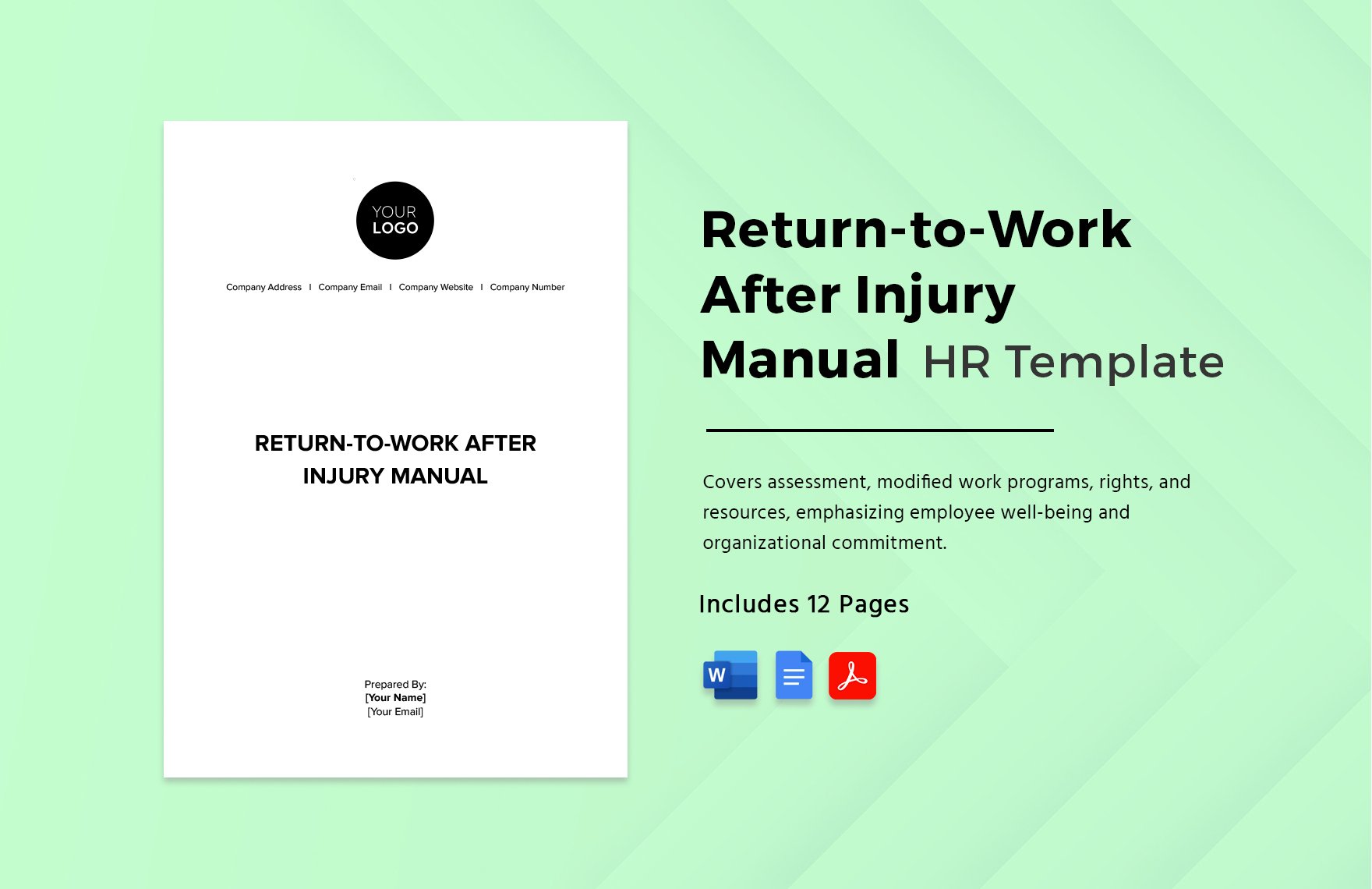 Return-to-Work After Injury Manual HR Template in Word, Google Docs, PDF