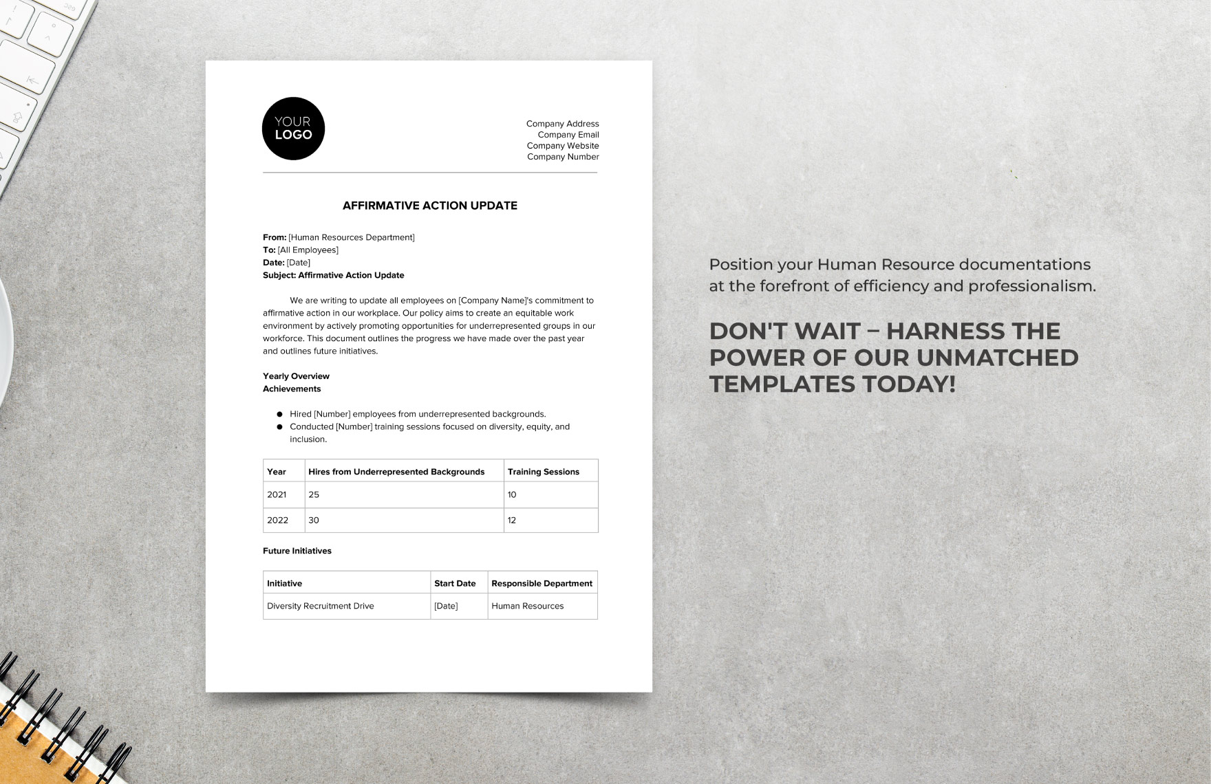Affirmative Action Update HR Template