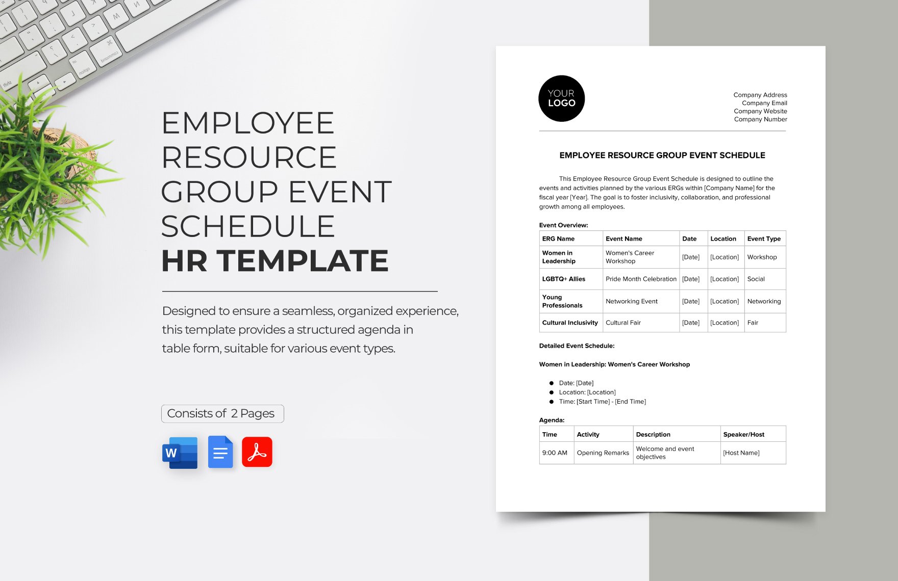 Employee Resource Group Event Schedule HR Template in Word, Google Docs, PDF