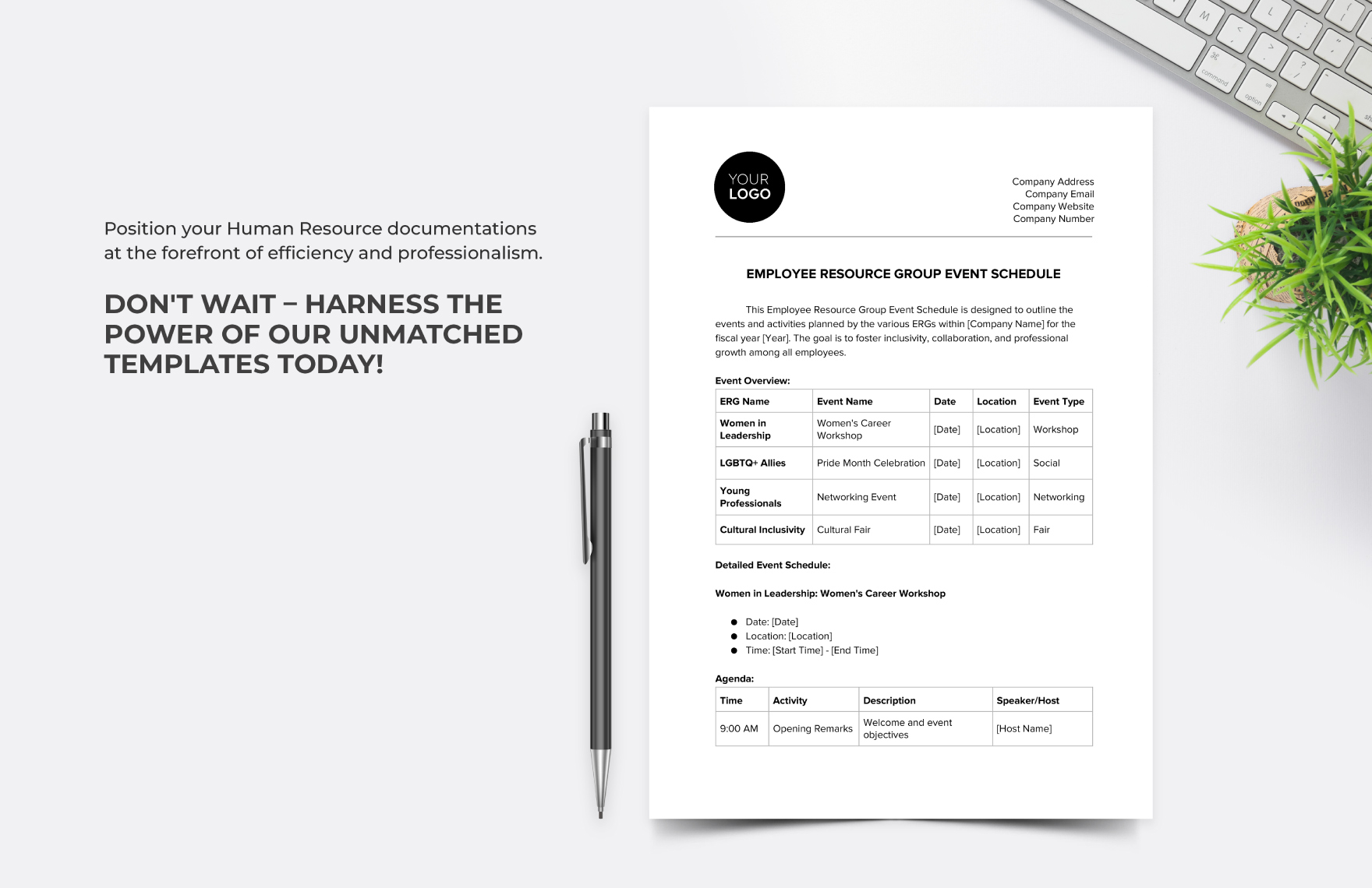 Employee Resource Group Event Schedule HR Template
