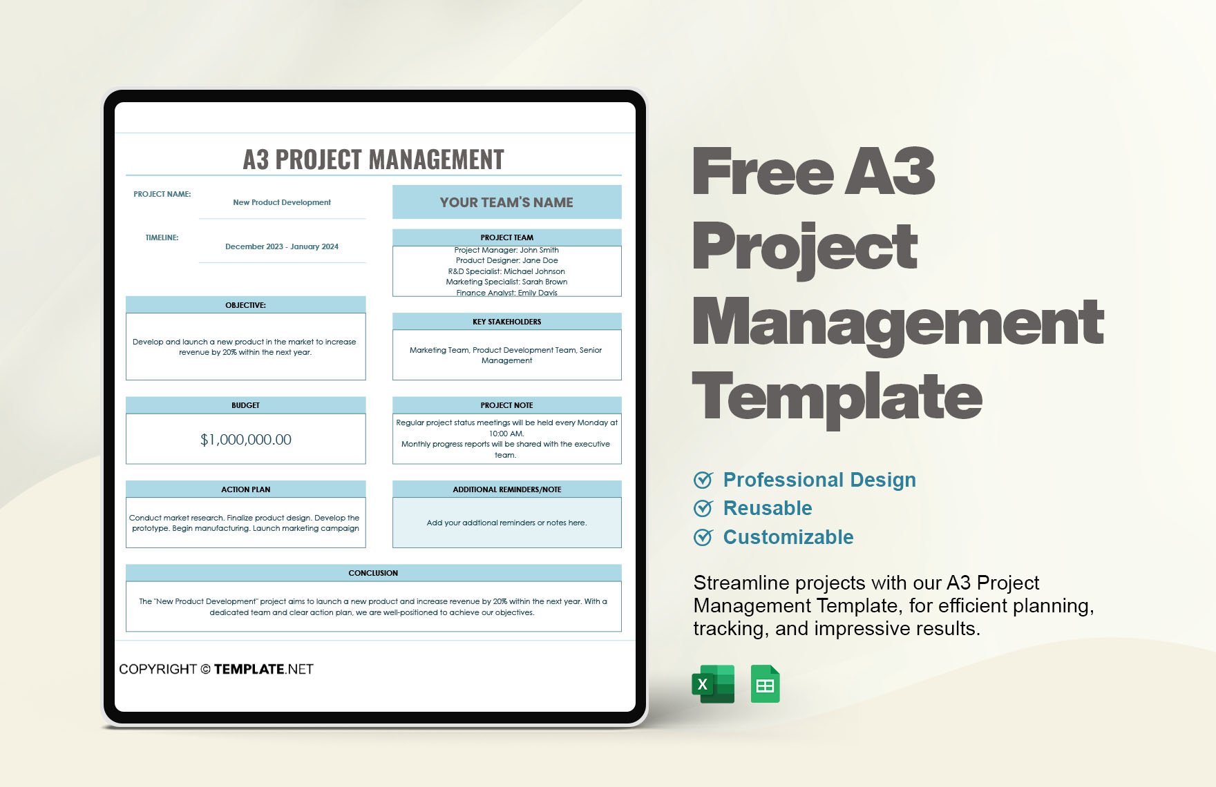 A3 Project Management Template