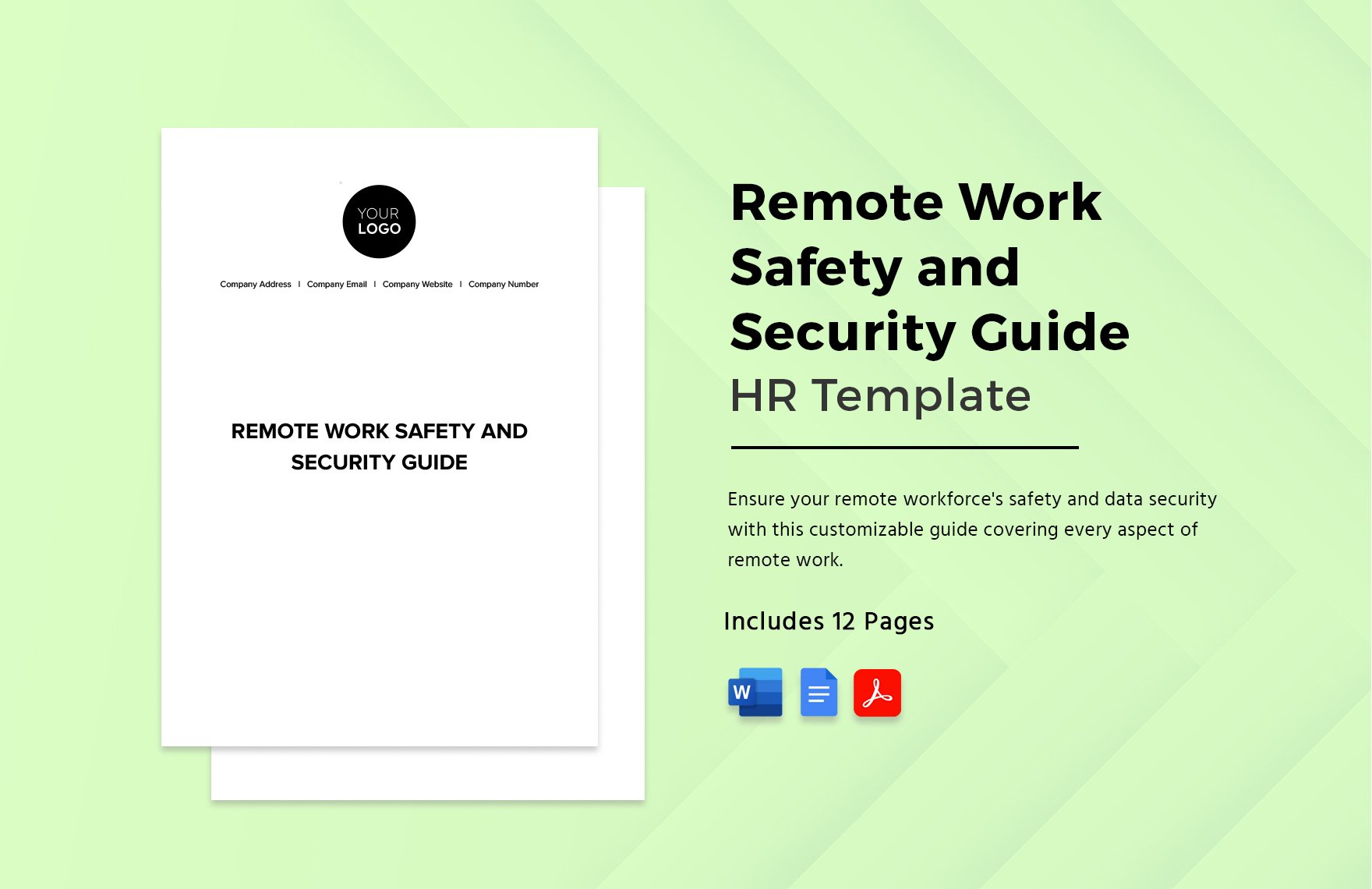 Remote Work Safety and Security Guide HR Template in Word, Google Docs, PDF