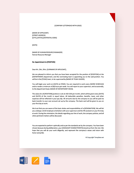 38+ FREE Appointment Letter Templates in Google Docs | Template.net