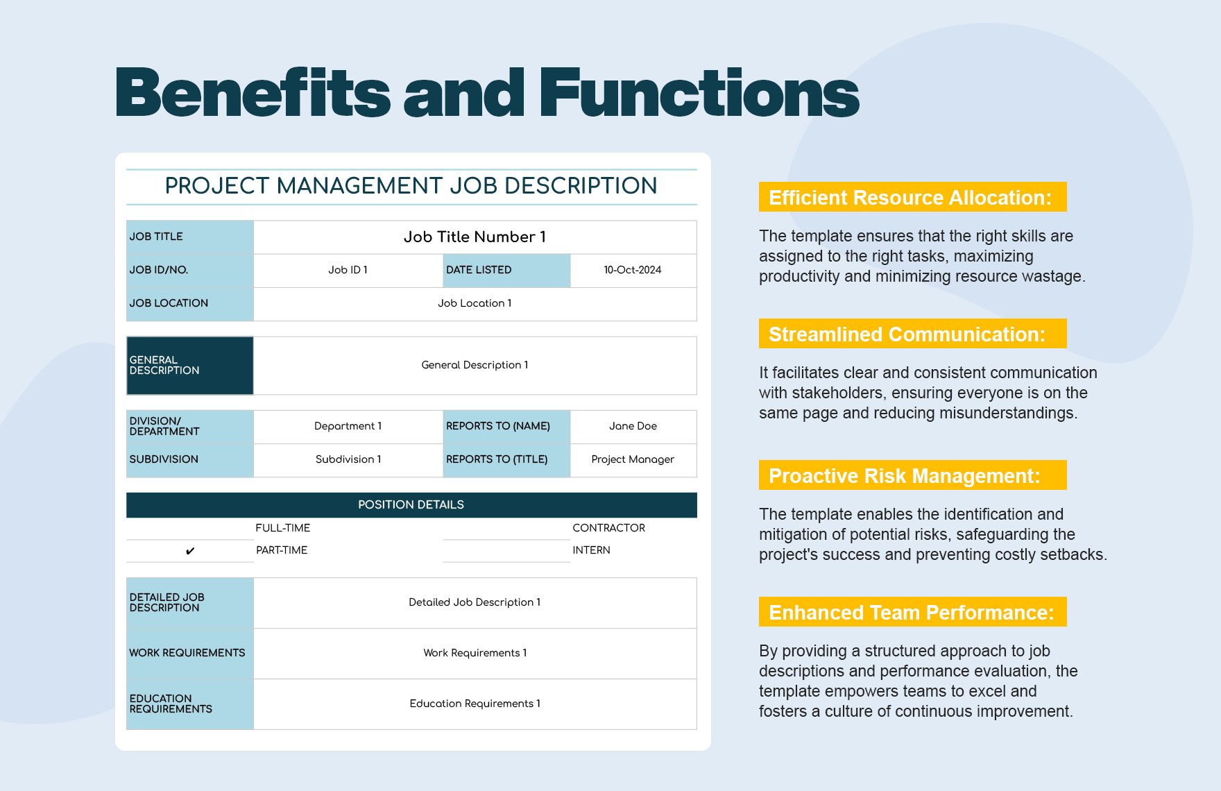 Project Management Job Description Template