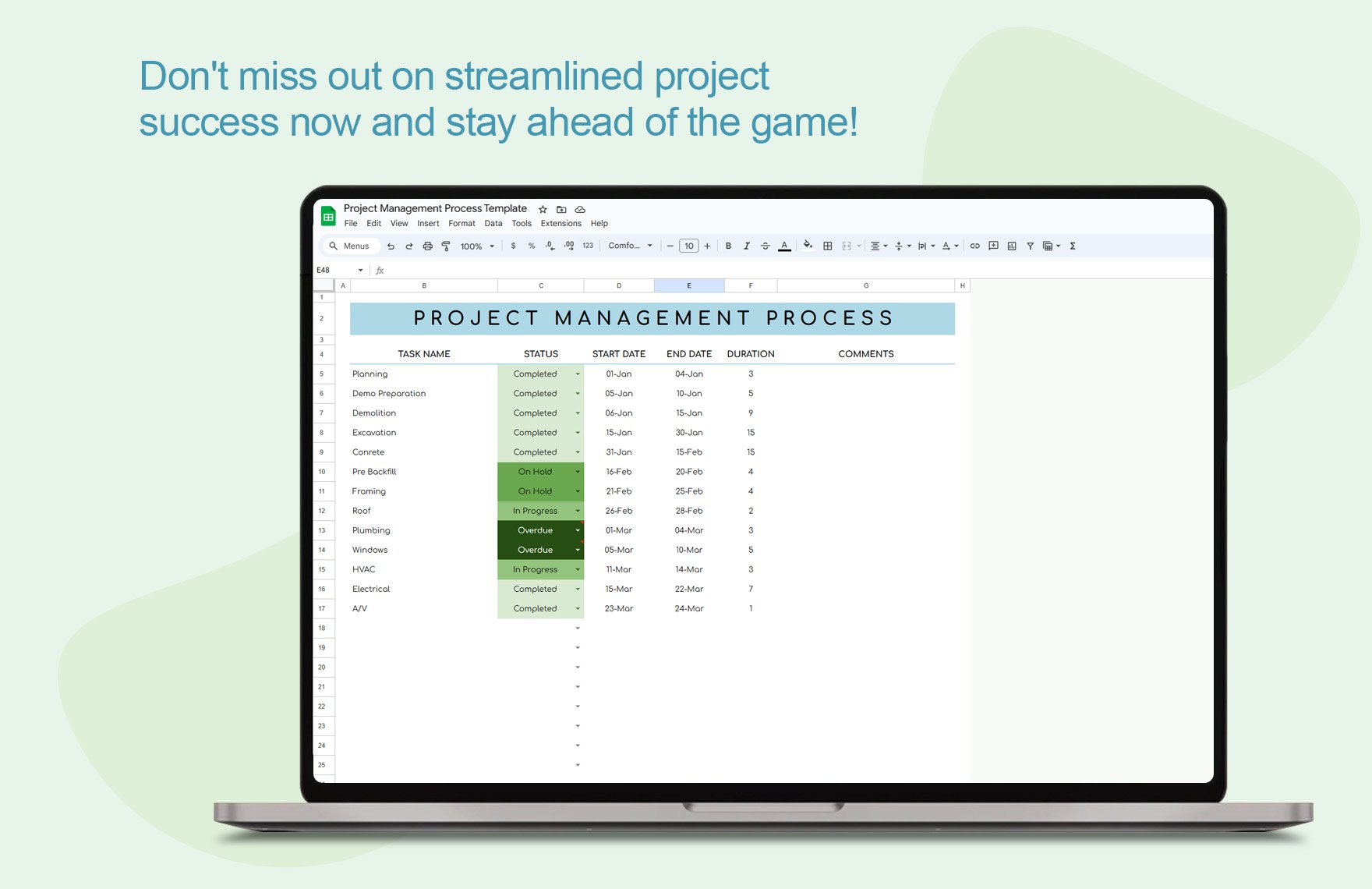 Project Management Process Template