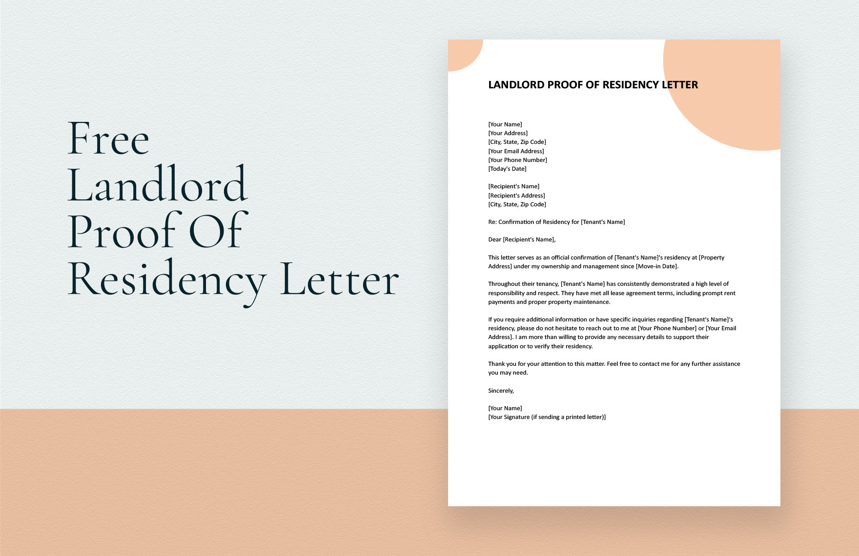 Landlord Proof Of Residency Letter