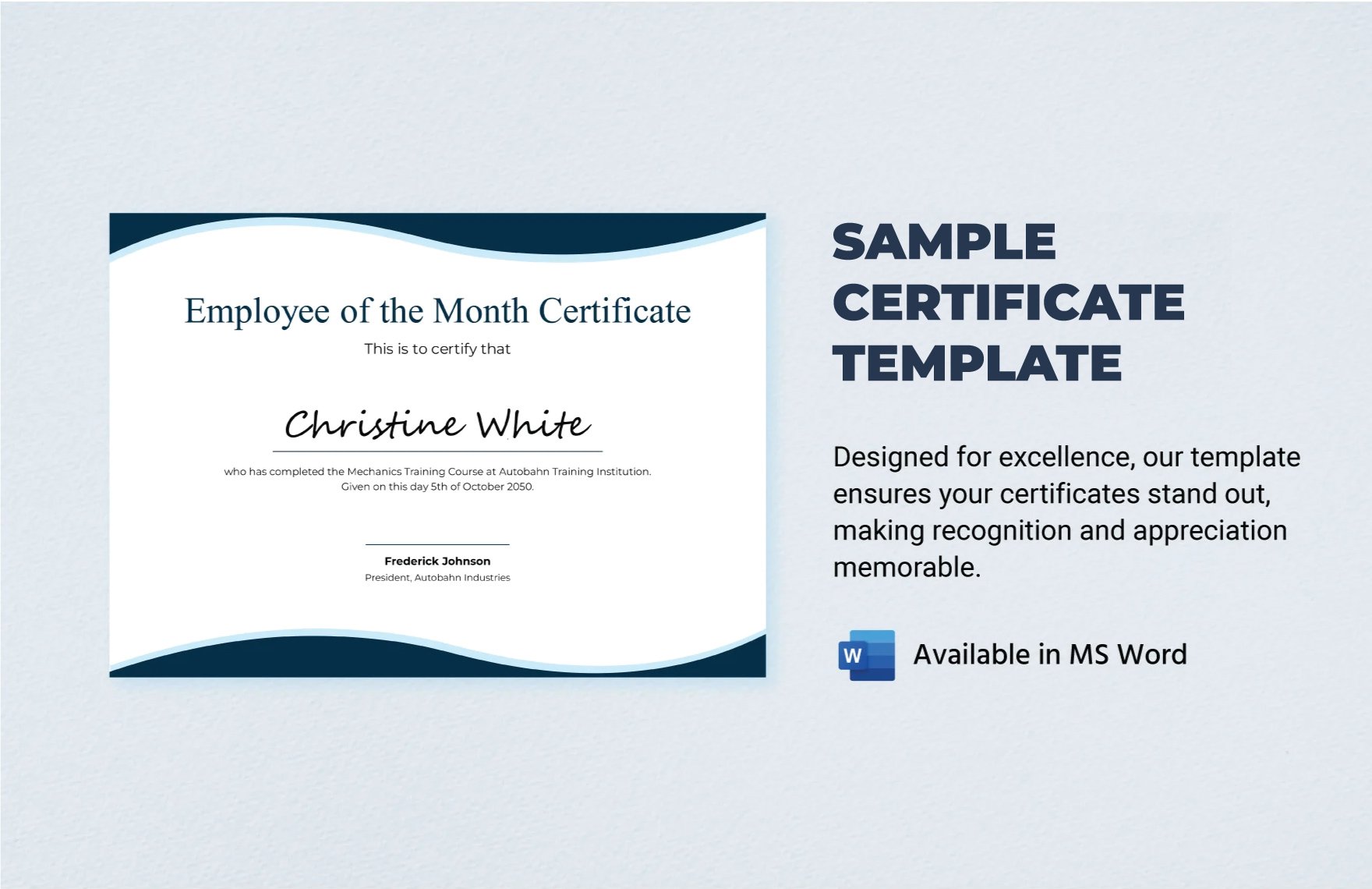 Sample Certificate Template in Word