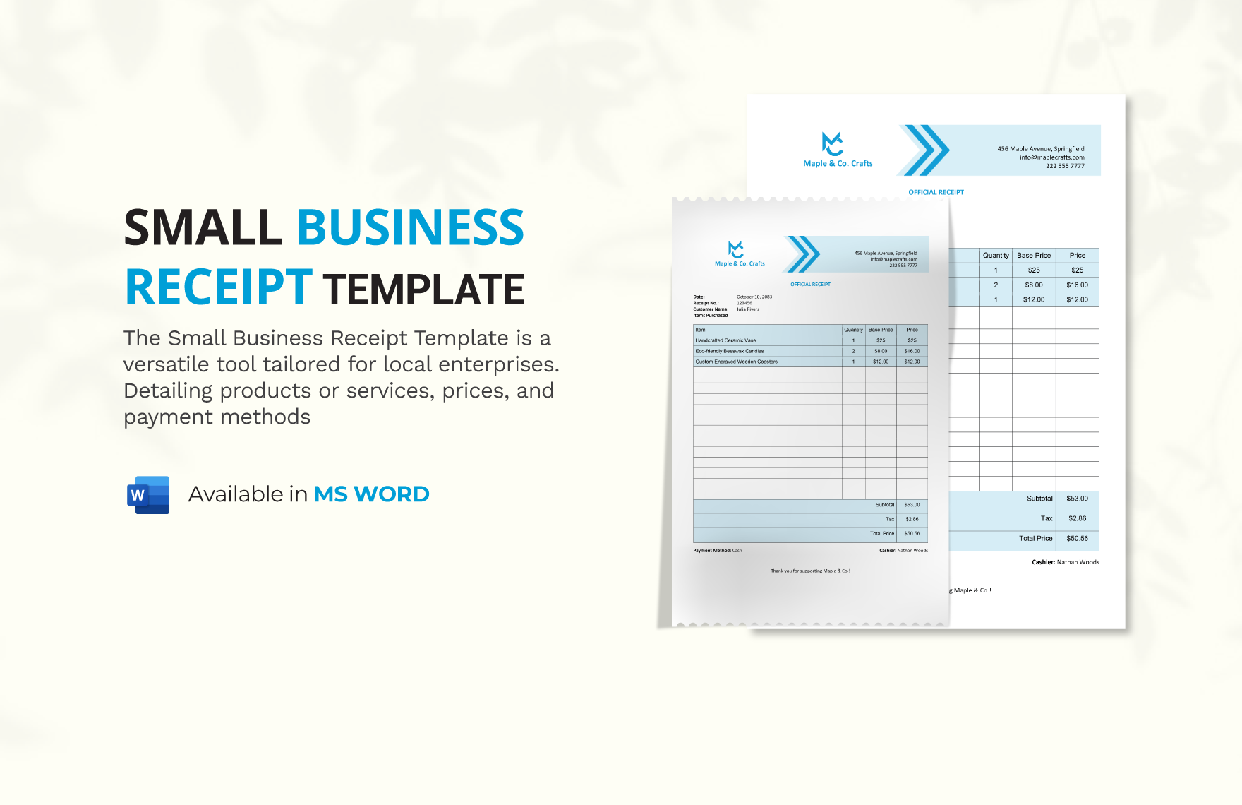 Small Business Receipt Template in Word - Download | Template.net