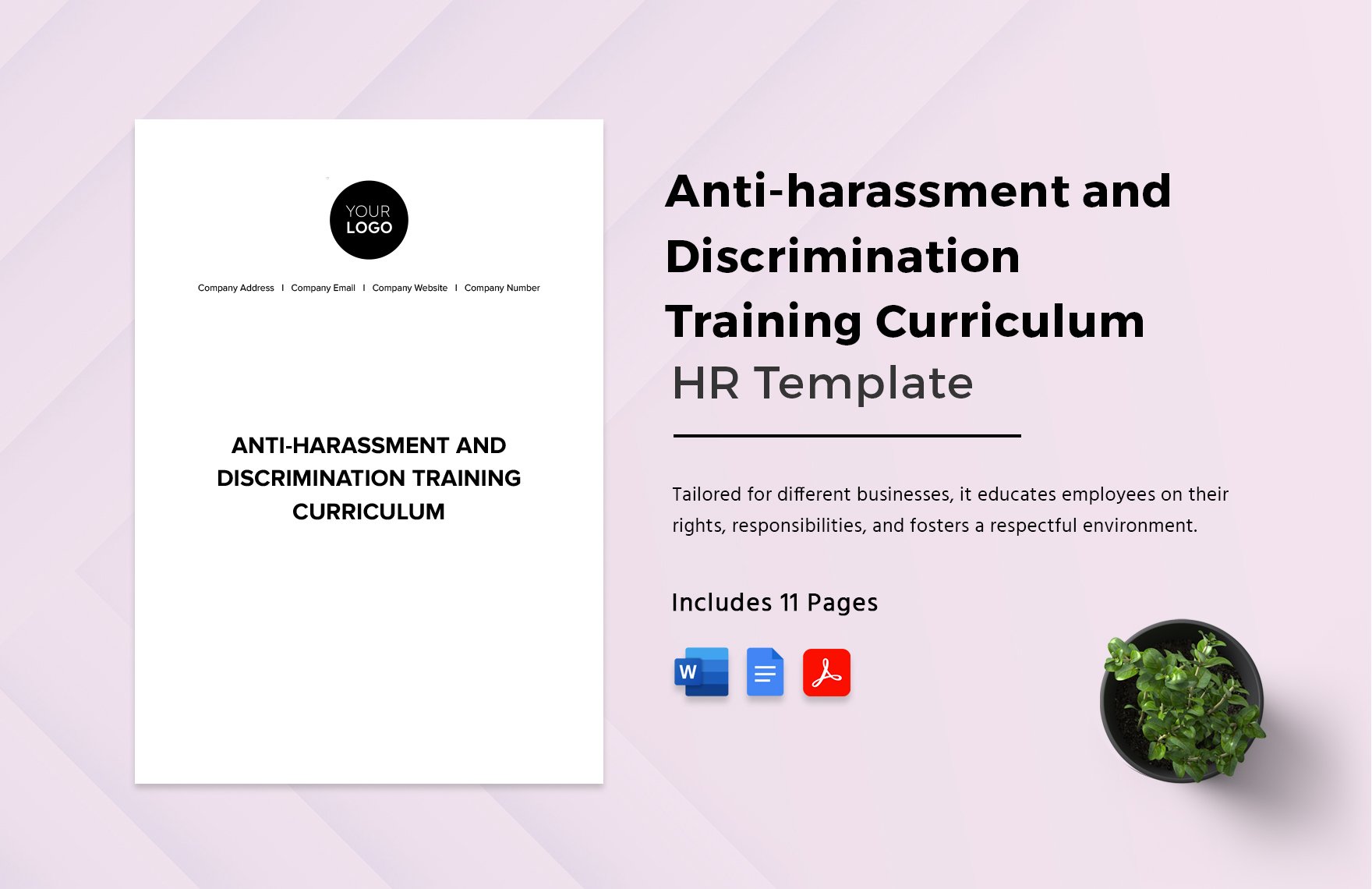 Anti-harassment and Discrimination Training Curriculum HR Template in Word, Google Docs, PDF