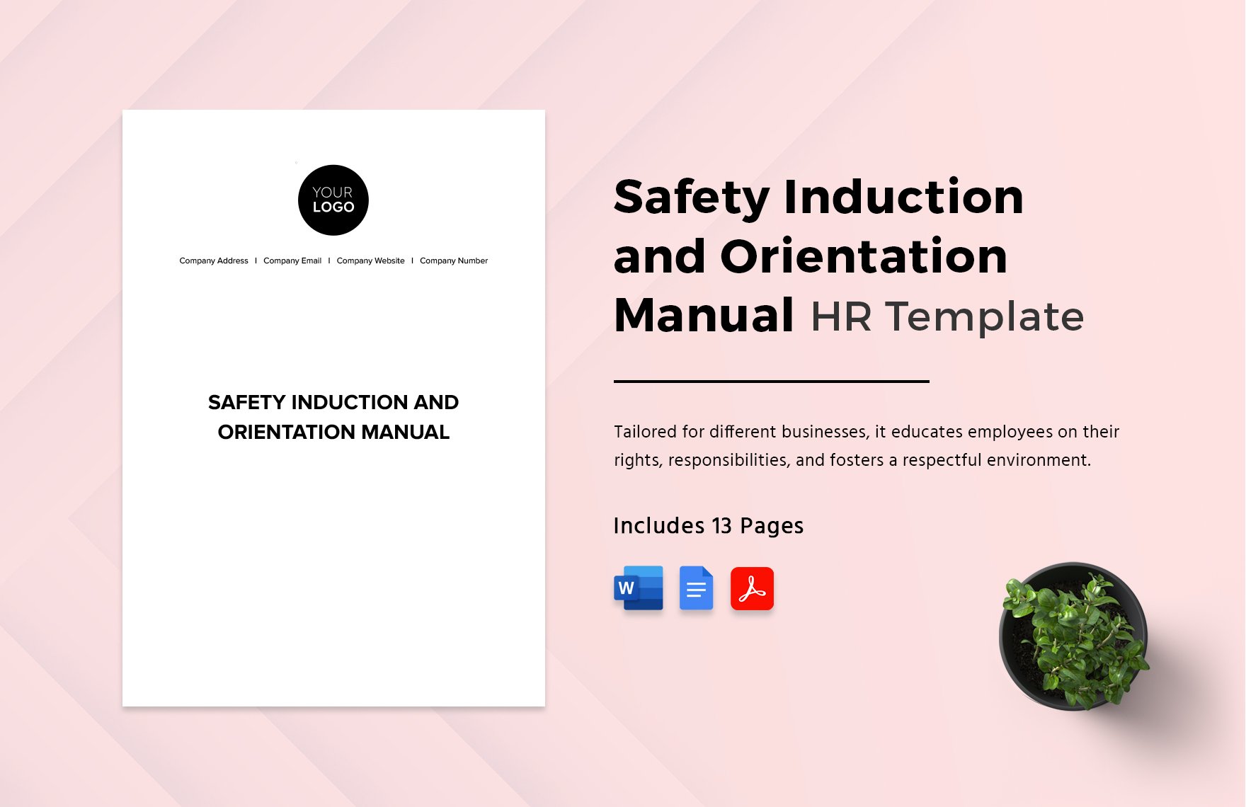 Safety Induction and Orientation Manual HR Template in Word, Google Docs, PDF