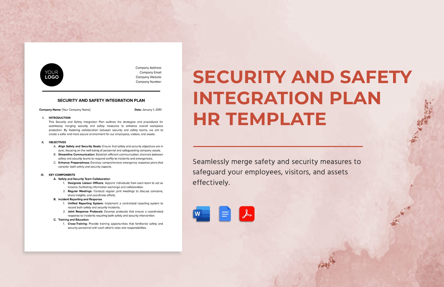 Security and Safety Integration Plan HR Template in Word, Google Docs, PDF