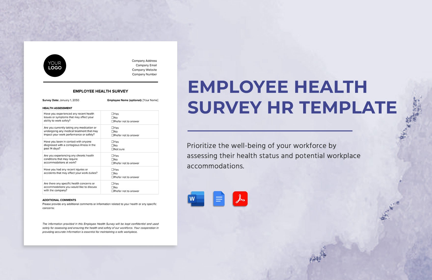Employee Health Survey HR Template