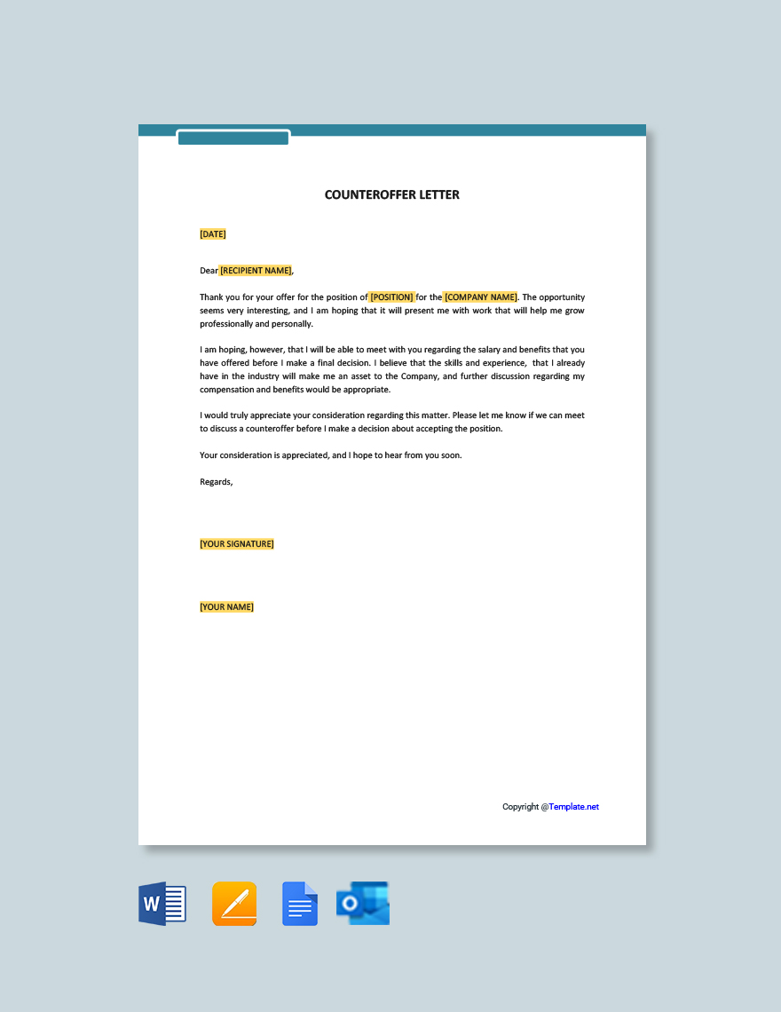 Counter Offer Letter Templates in Word - FREE Download | Template.net