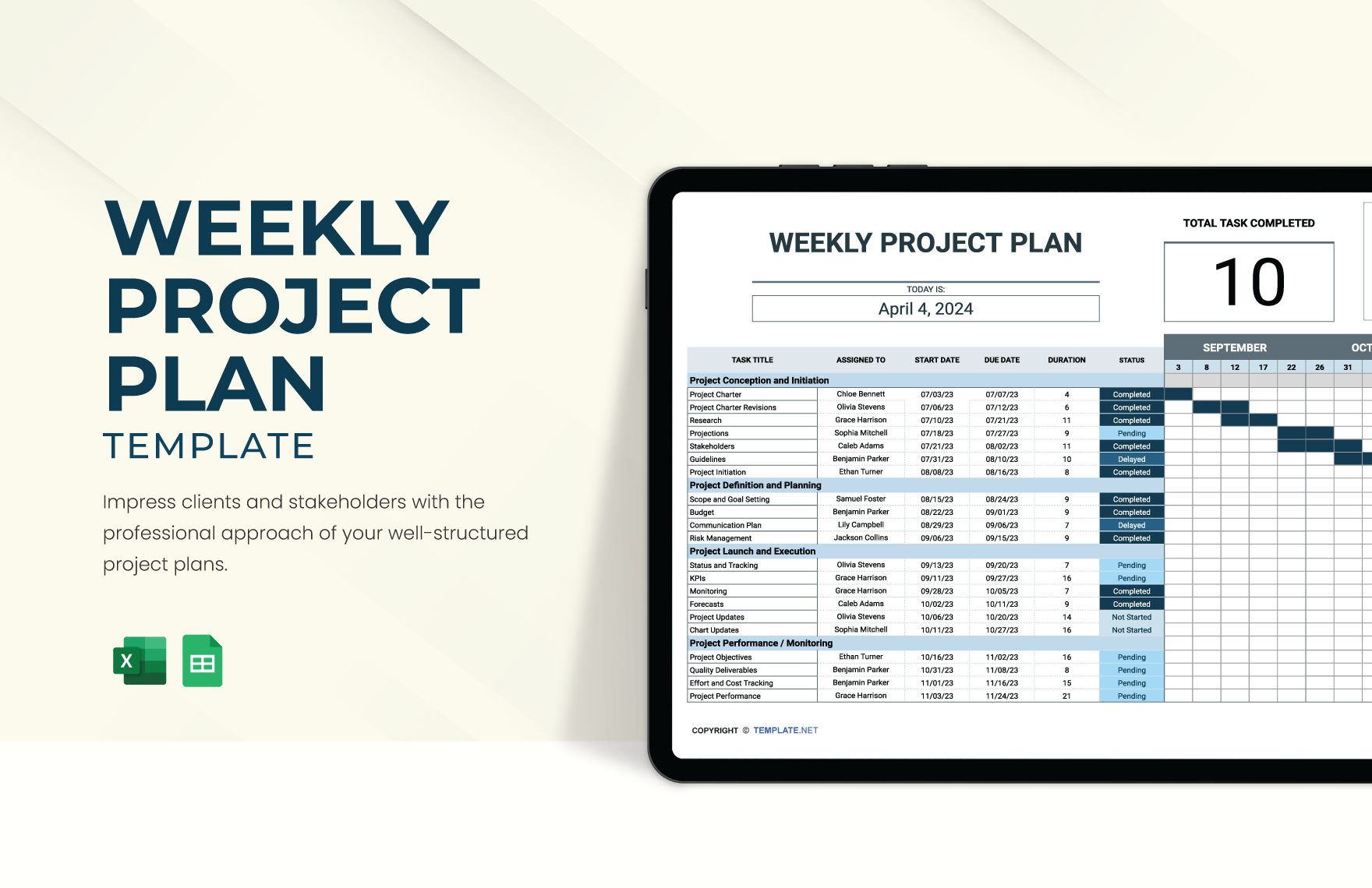 Free Weekly Project Plan Template in Excel, Google Sheets
