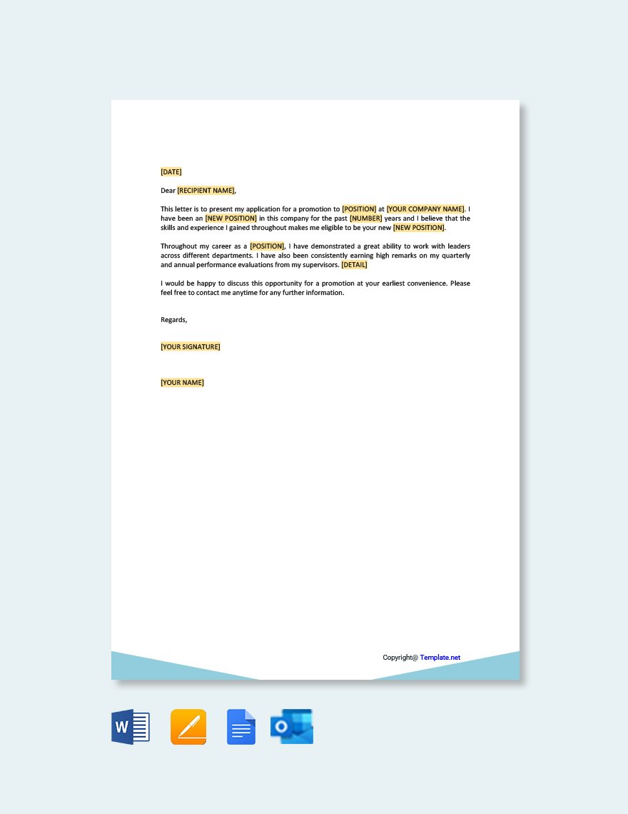 Self Recommendation Letter For Promotion Template