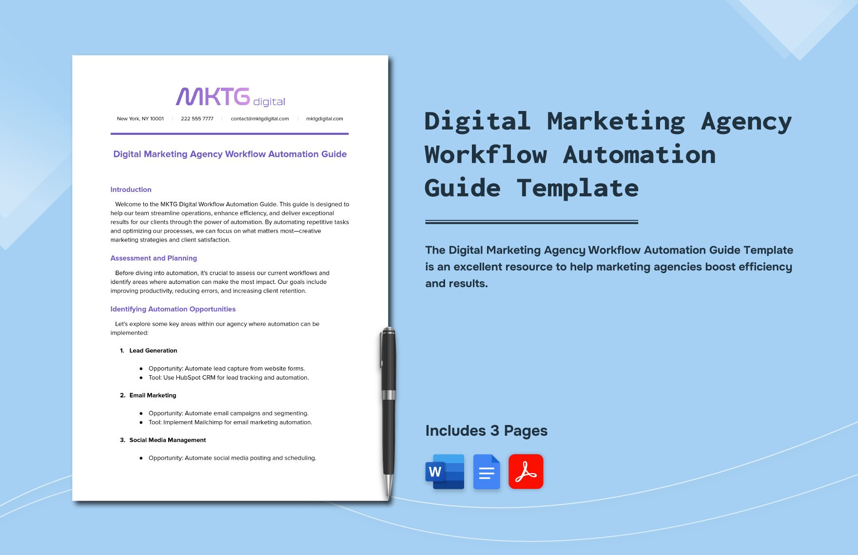 Digital Marketing Agency Workflow Automation Guide Template in Word, Google Docs, PDF