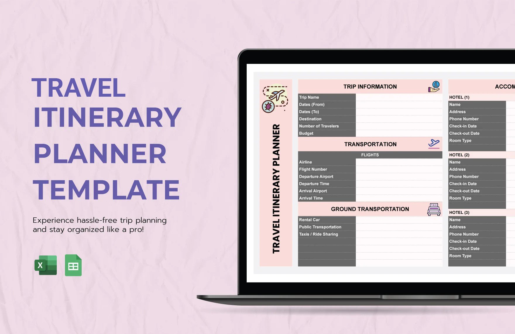 Free Travel Itinerary Planner Template