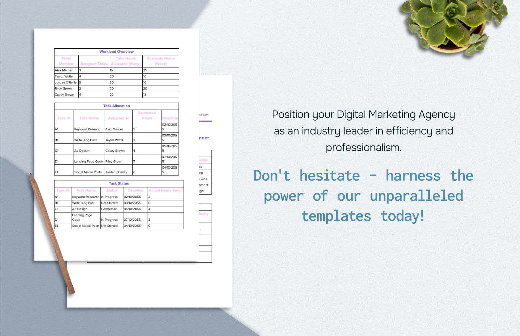 Digital Marketing Agency Workload Capacity Planner Template