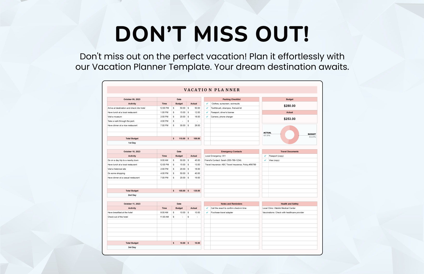 Vacation Planner Template