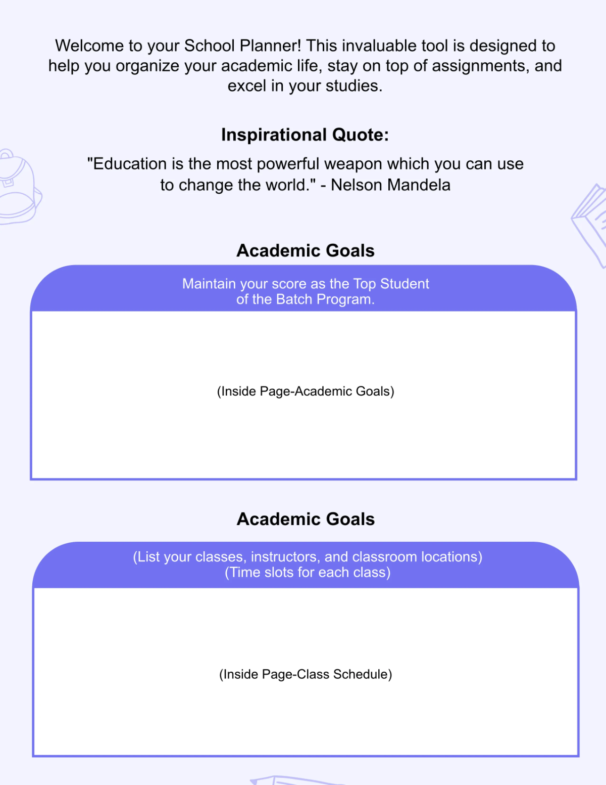 Free School Planner Template to Edit Online