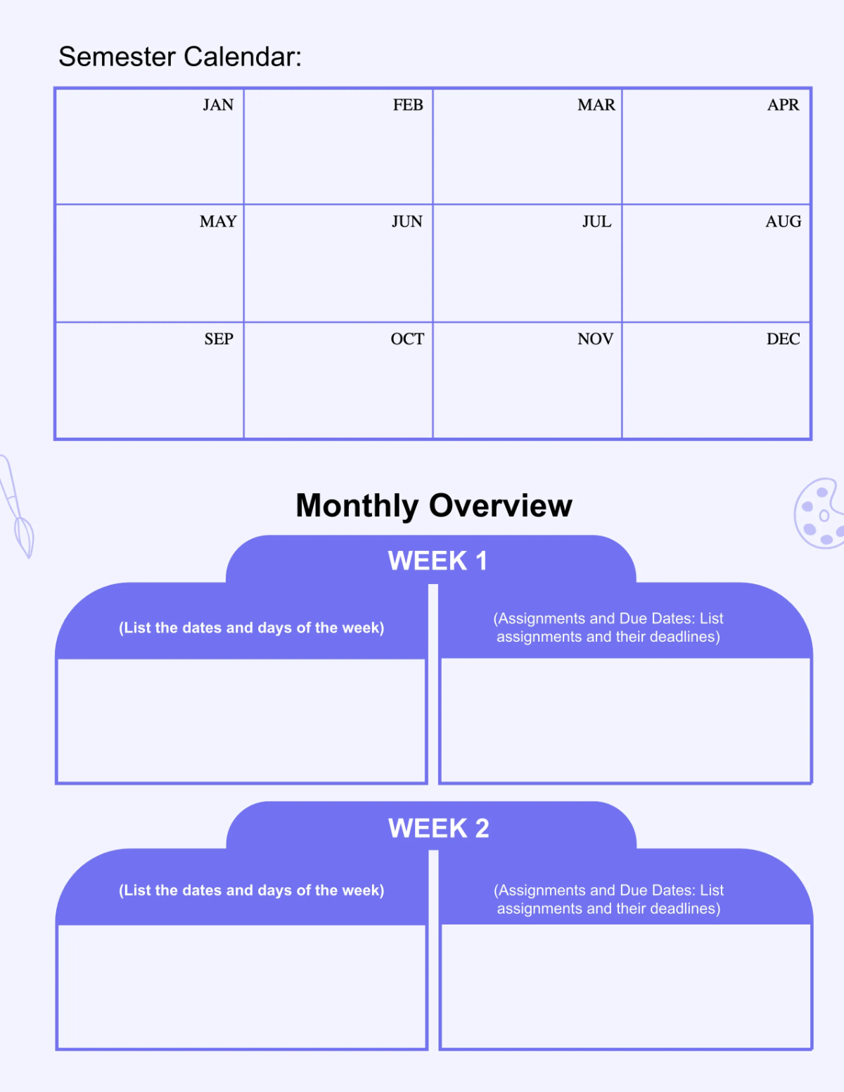 Free School Planner Template to Edit Online