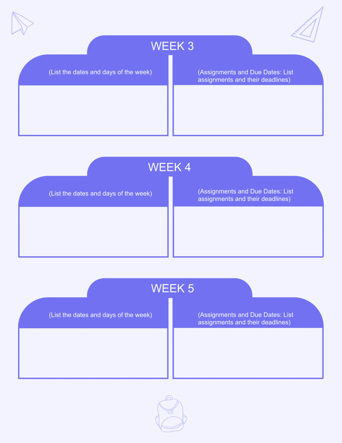 Free School Planner Template to Edit Online