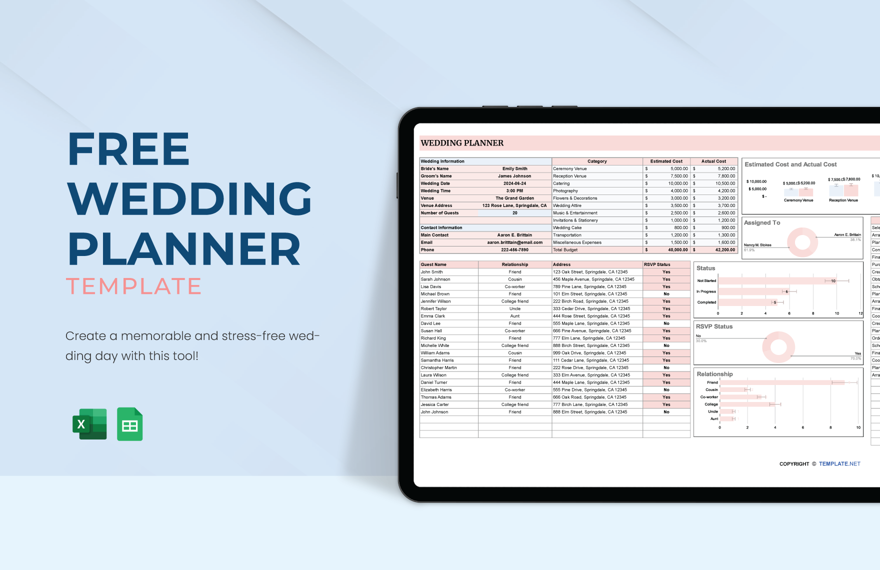 wedding planner excel template