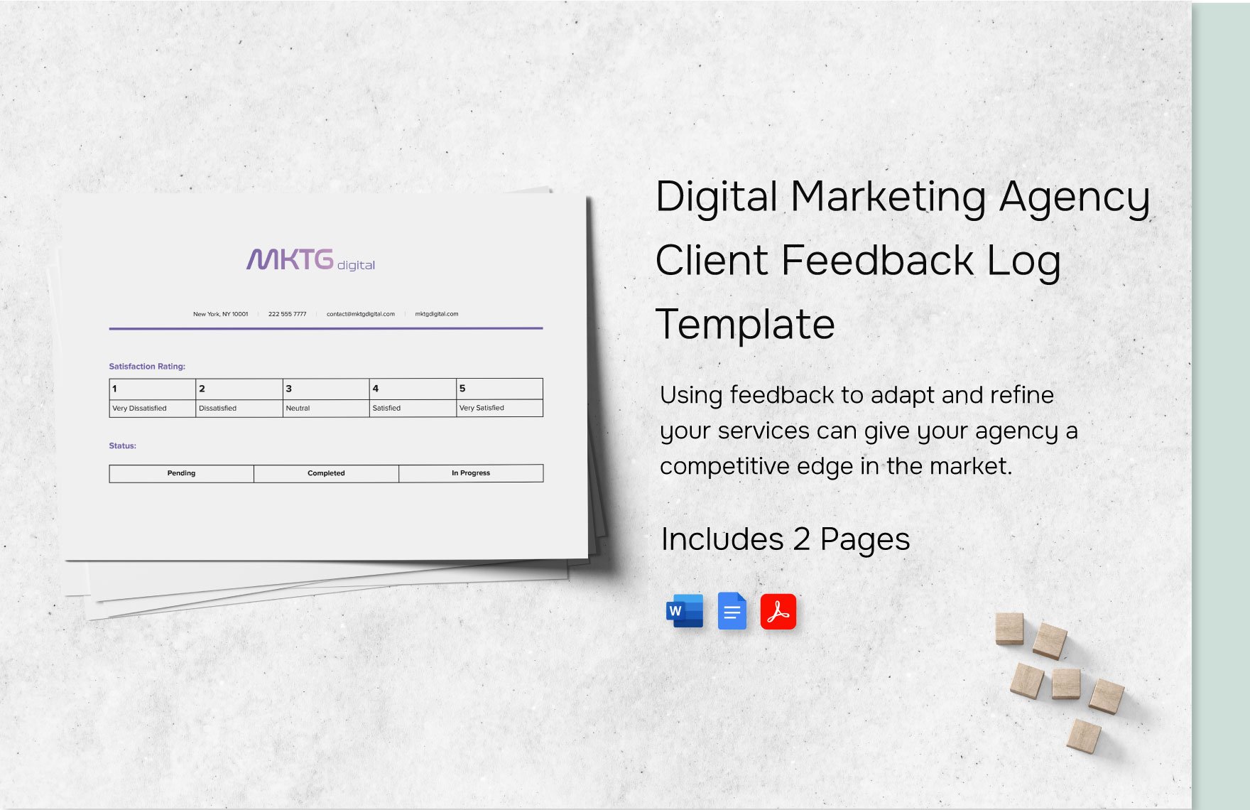 Digital Marketing Agency Client Feedback Log Template in Word, Google Docs, PDF