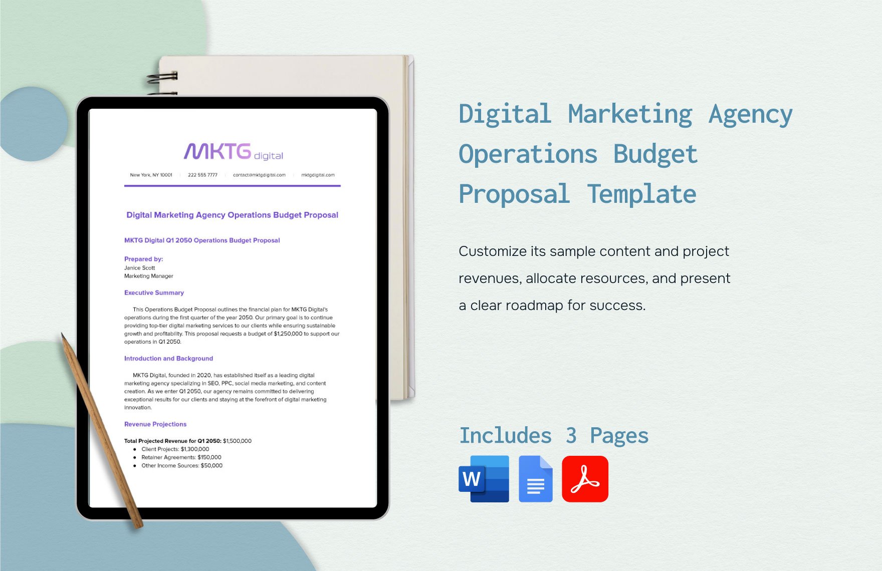 Digital Marketing Agency Operations Budget Proposal Template