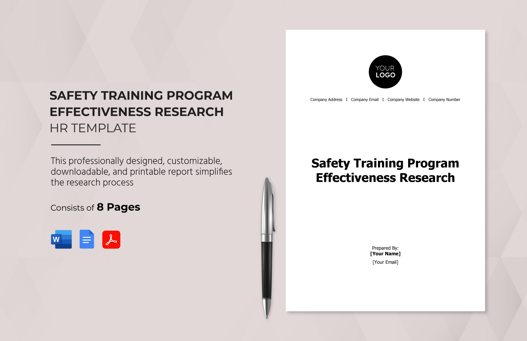 Safety Training Program Effectiveness Research HR Template in Word, Google Docs, PDF