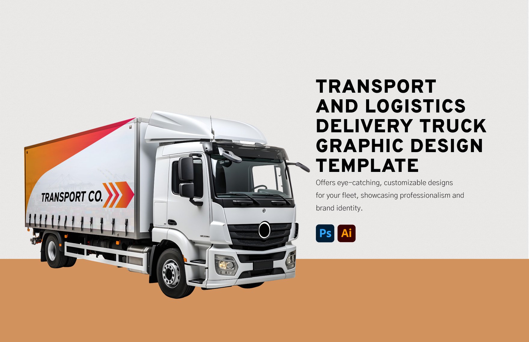 Transport and Logistics Delivery Truck Graphic Design Template in Illustrator, PSD