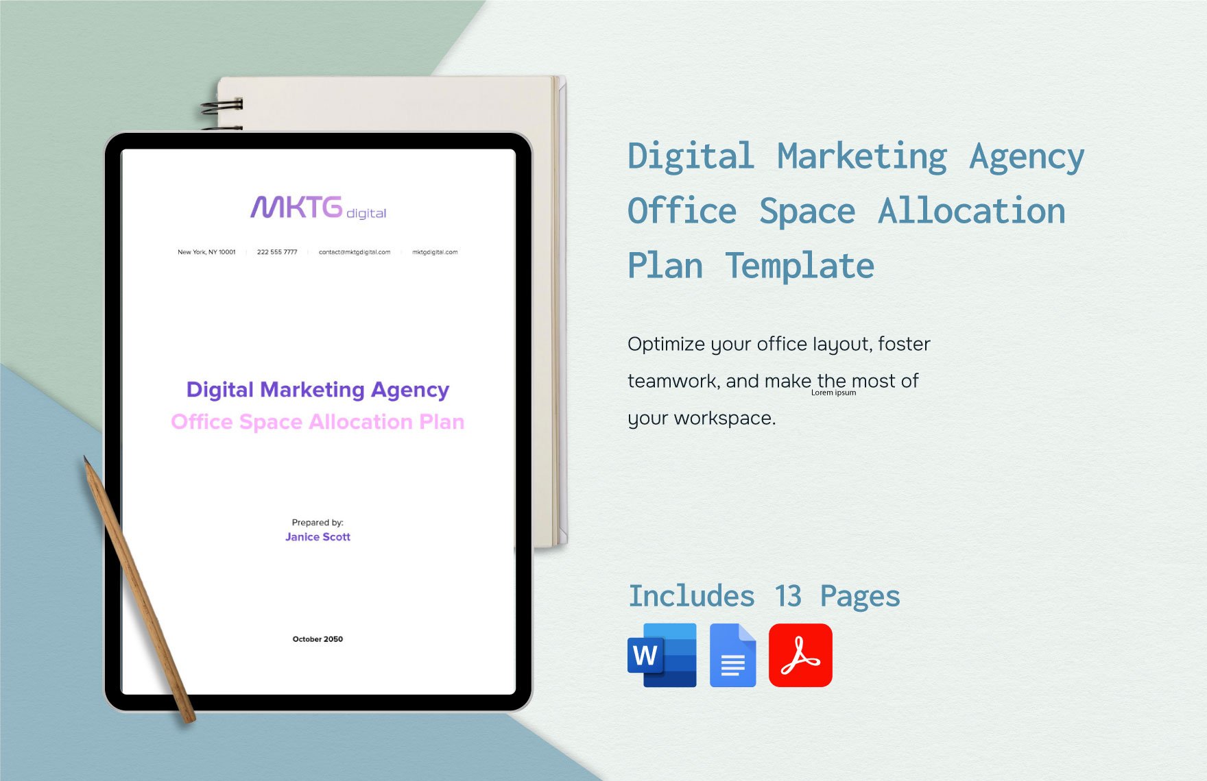 Digital Marketing Agency Office Space Allocation Plan Template
